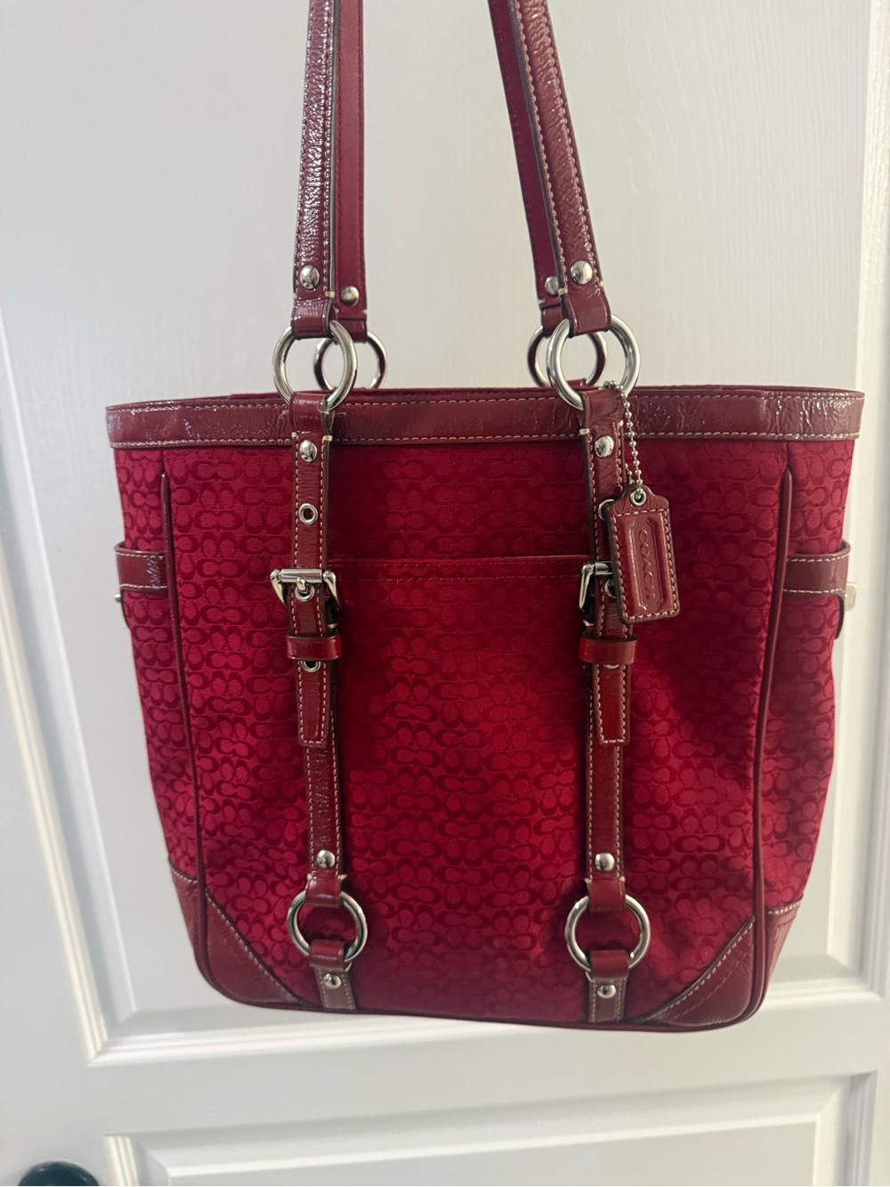 Vintage Y2K Coach Turnlock Red Tote - Picture 3 of 9